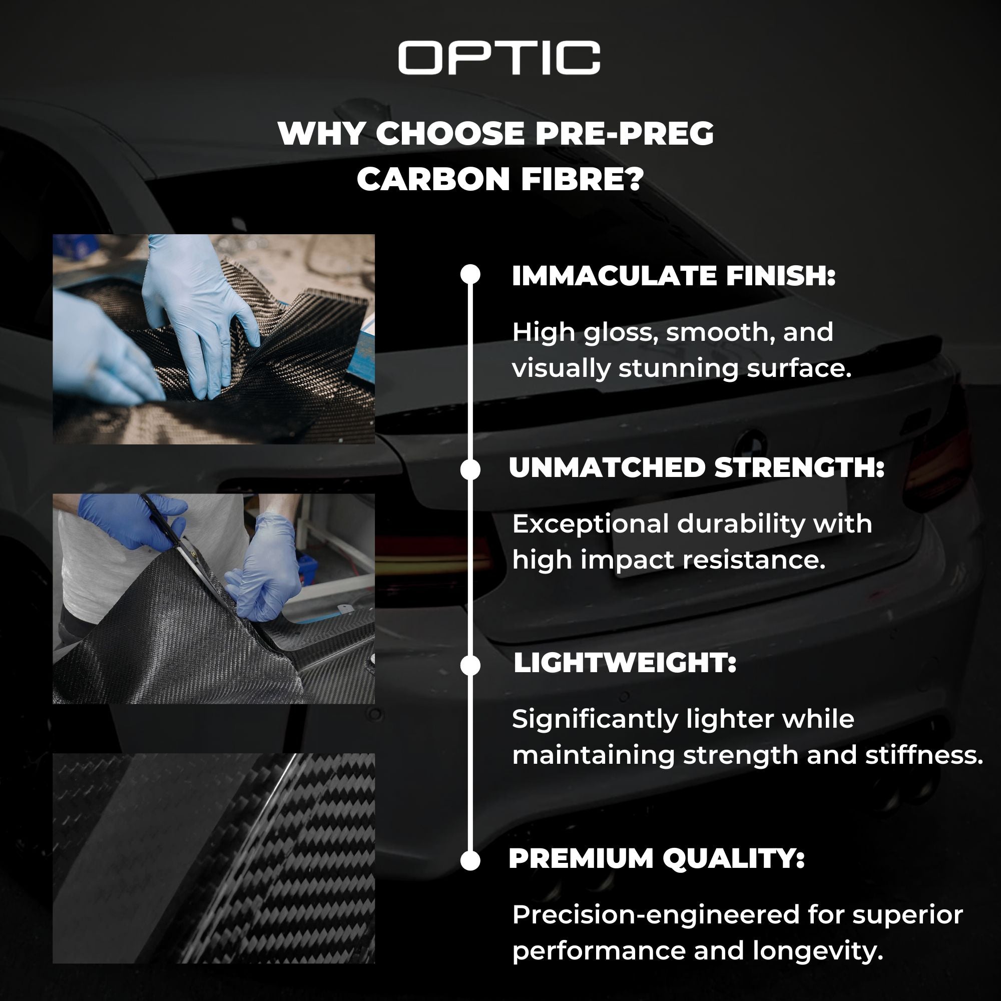 BMW 5 Series G60 G61 & M5 G90 G99 Pre-Preg Dry Carbon Fibre Mp Style Rear Spoiler By OPTIC (2024+)