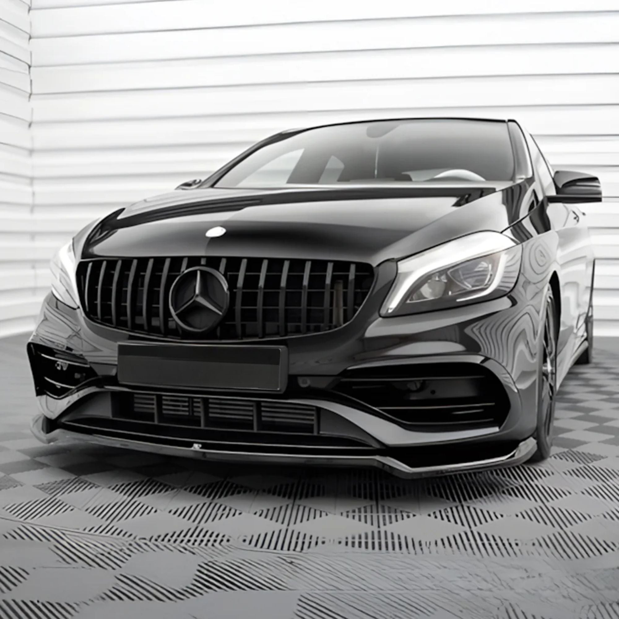 Mercedes A-Class W176 Facelift Gloss Black Panamericana GT Style Grill (2016-2018)