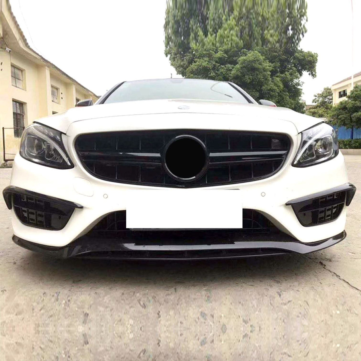 Mercedes C-Class W205 C43 Style Gloss Black Front Lip Splitter (2015-2018)
